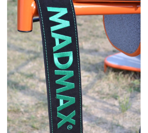 Пояс для бодібілдингу шкіряний MadMax MFB-301 Suede Single Prong - чорно-зелений/ розмір XXL