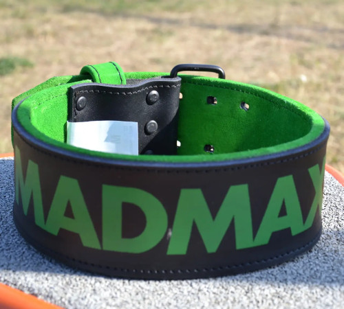Пояс для бодібілдингу шкіряний MadMax MFB-302 Quick Release Belt - чорно-зелений/ розмір M