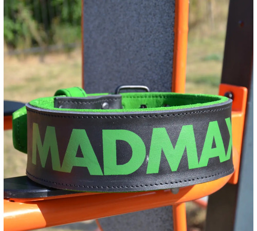 Пояс для бодібілдингу шкіряний MadMax MFB-302 Quick Release Belt - чорно-зелений/ розмір XL