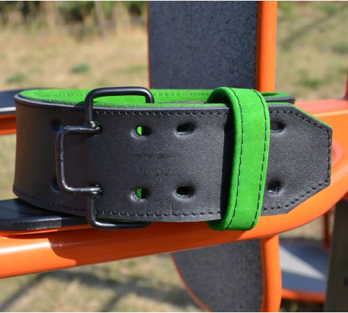 Пояс для бодібілдингу шкіряний MadMax MFB-302 Quick Release Belt - чорно-зелений/ розмір XL