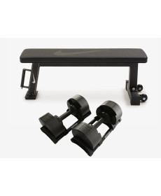 Лавка плоска Nike Rolling Weight Bench з гантелями Kettler HOI Vario 220 