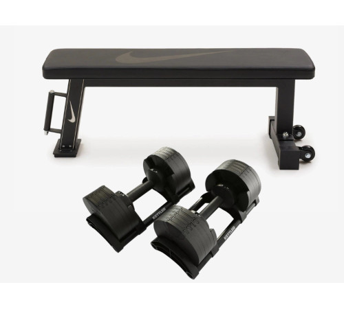 Лавка плоска Nike Rolling Weight Bench з гантелями Kettler HOI Vario 220