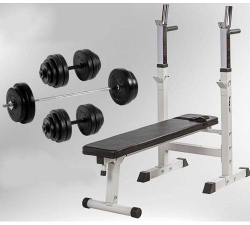 Лава Movit Fitness біла + набір гантелей 60 кг