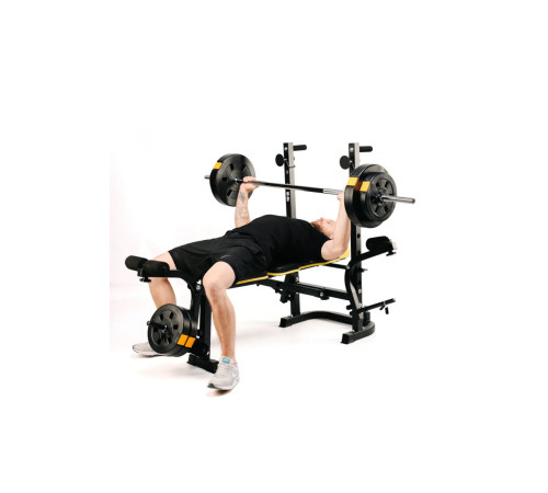 Набір Besport PowerPro 109 кг з прямим грифом та лавою WB-004