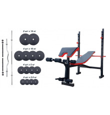 Лава для жиму ReadMeBlack + 4 грифи, 100 кг дисків RN-Sport