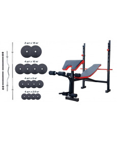 Лава для жиму ReadMeBlack + 4 грифи, 100 кг дисків RN-Sport