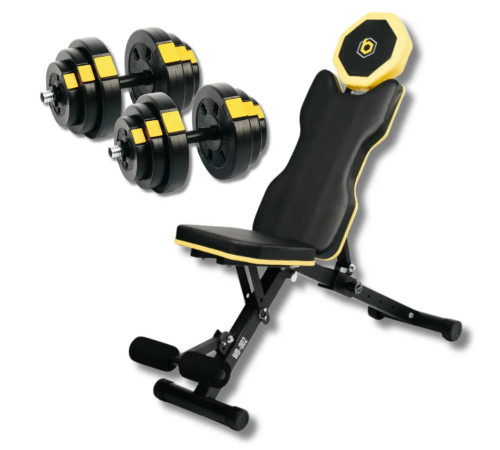 Набір лави регульованої Besport WB-002 з гантелями PowerPro 2 х 18,5 кг
