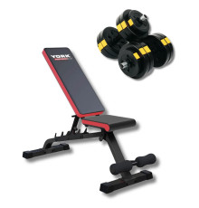 Лава York Fitness Aspire 280 FID з гантелями Besport PowerPro 2 х 13,5 кг