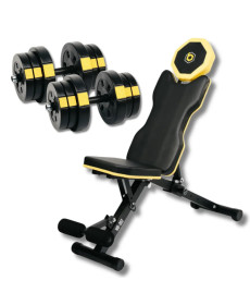 Набір лави регульованої Besport WB-002 з гантелями PowerPro 2 х 21 кг