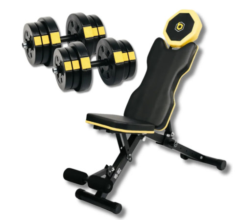 Набір лави регульованої Besport WB-002 з гантелями PowerPro 2 х 21 кг