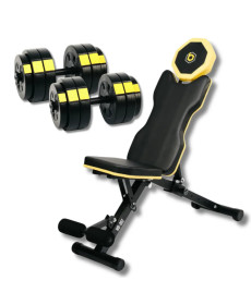 Набір лави регульованої Besport WB-002 з гантелями PowerPro 2 х 26 кг