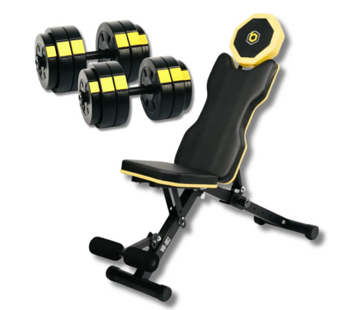 Набір лави регульованої Besport WB-002 з гантелями PowerPro 2 х 26 кг