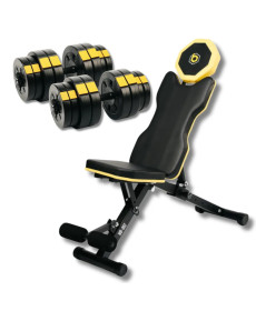 Набір лави регульованої Besport WB-002 з гантелями PowerPro 2 х 31 кг