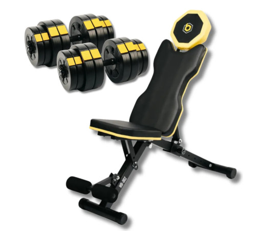 Набір лави регульованої Besport WB-002 з гантелями PowerPro 2 х 31 кг