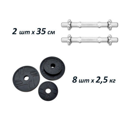 Гантелі розбірні прогумовані Rn-Sport RN_OD2х11 2 х 11 кг