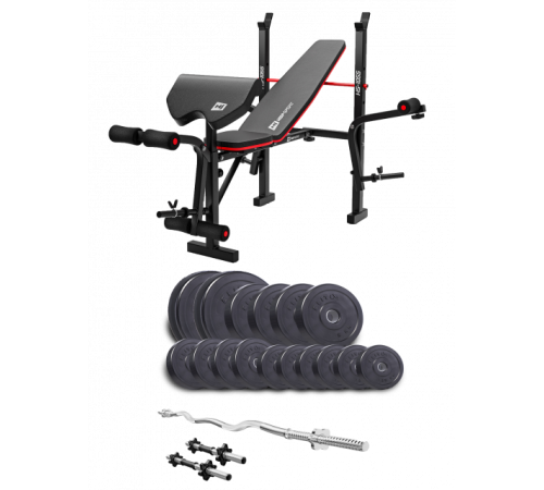 Набір Elitum Titan 65 кг з лавою HS-1055 Pro, штангою та гантелями Набір Elitum Titan 65 кг з лавою HS-1055 Pro, штангою та гантелями