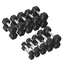 Набір гантелей Tunturi Platinum Hex Rubber 1–10 кг