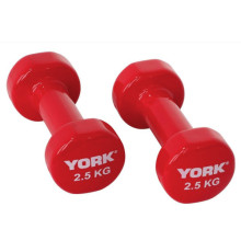 Гантелі вінілові York Fitness 2 х 2,5 кг, червоні