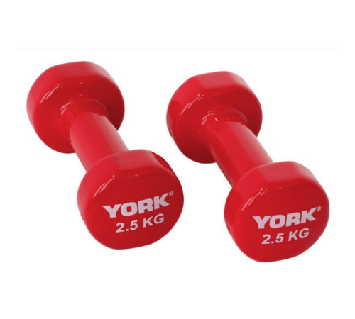 Гантелі вінілові York Fitness 2 х 2,5 кг, червоні