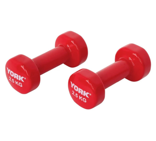 Гантелі вінілові York Fitness 2 х 2,5 кг, червоні