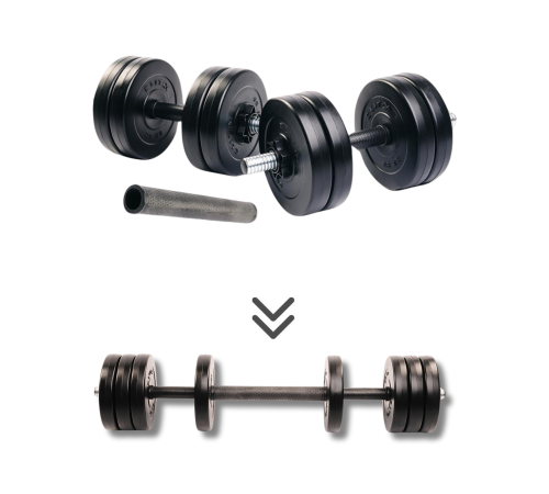 Гантелі Hop Sport Elitum 2 х 11 кг + подовжувач грифа для штанги