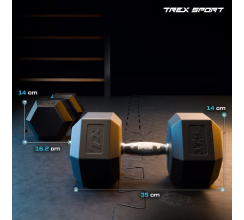 Гантеля шестигранна Trex Sport TX-175RD 17,5 кг
