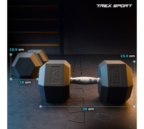 Гантеля шестигранна Trex Sport TX-250RD 25 кг