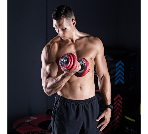 Гантелі розбірні HMS SGGX20 з перехідником для штанги, 20 кг