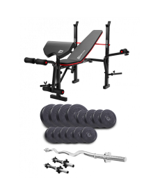 Набір Elitum Titan 45 кг з лавою HS-1055 Pro, штангой та гантелями