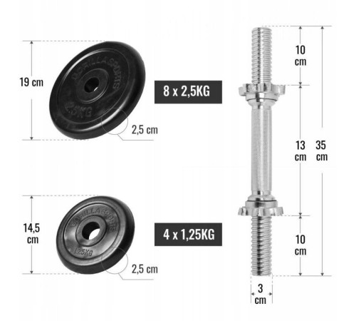 Гантелі розбірні Gorilla Sports 2 x 15 кг