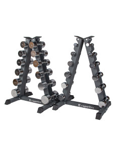 Набір одноручних хромованих гантелей з стійкою inSPORTline Crossteel 2x 1-14 кг.