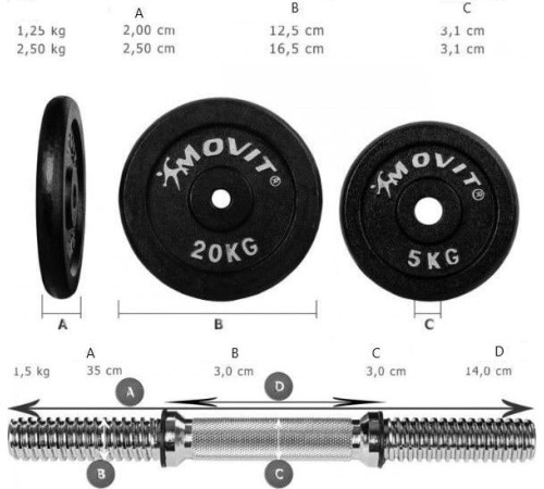 Гантелі розбірні чавунні Movit 2 х 10 кг