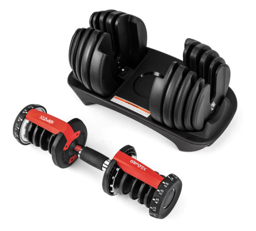 Гантель розбірна регульована Gymtek 2,5-24 кг червоний
