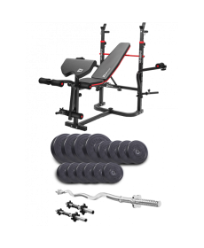 Набір Elitum Titan 45 кг з лавою HS-1065HB Pro, штангой та гантелями