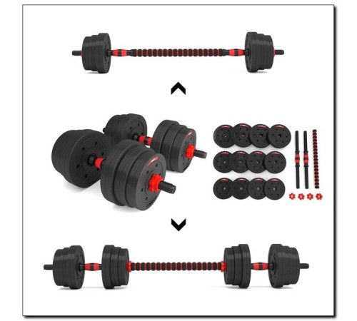 Набір штанга+гантелі HMS SGP20 - 20 кг, чорно-червоний 