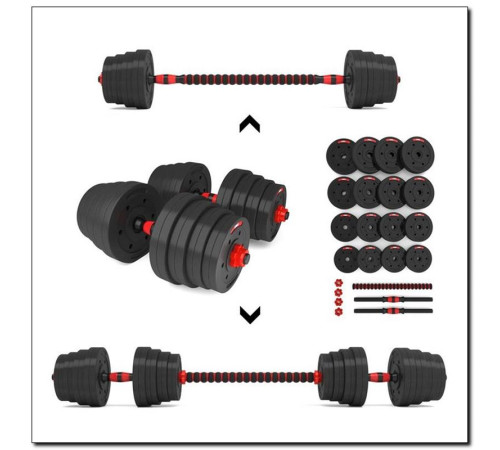 Набір штанга+гантелі HMS SGР30 - 30 кг, чорно-червоний 