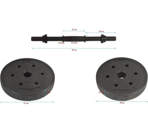 Гантелі розбірні бітумні Eb Fit B/Box 2 х 8 кг