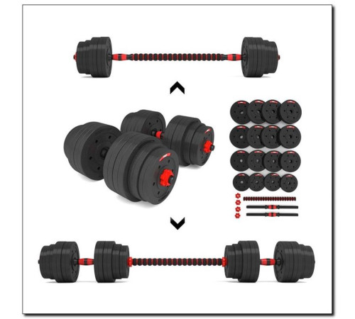 Набір штанга+гантелі HMS SGР40 - 40 кг, чорно-червоний 