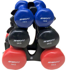 Гантелі вінілові ENERO FIT VDB зі стійкою, 12 кг