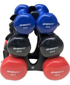 Гантелі вінілові ENERO FIT VDB зі стійкою, 12 кг
