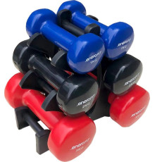 Гантелі вінілові ENERO FIT VDB зі стійкою, 12 кг