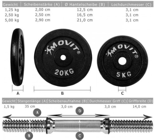 Гантель розбірна чавунна Movit 20 кг