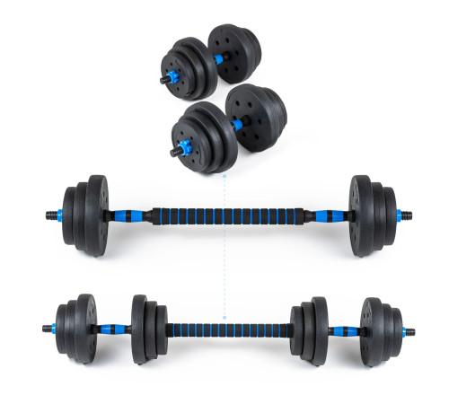 Гантелі розбірні бітумні THUNDER GYM-02 зі з'єднувачем для штанги, 2 x 10 кг