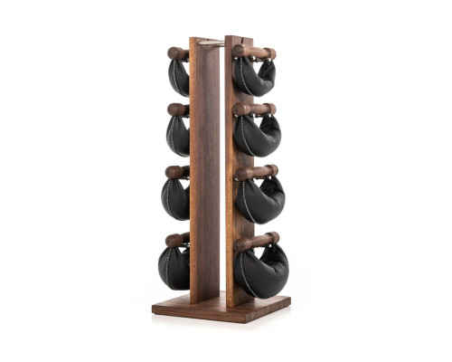 Гантелі з підставкою NOHrD SwingBel Tower 2-8 Kg Set Classic Walnut Leather