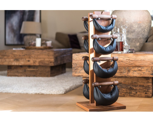 Гантелі з підставкою NOHrD SwingBel Tower 2-8 Kg Set Classic Walnut Leather