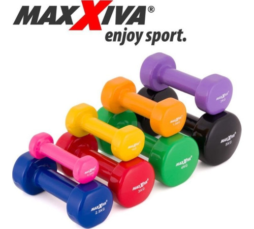 Гантелі Maxxiva D85015 вінілові 2 x 2,5 кг Гантелі Maxxiva D85015 вінілові 2 x 2,5 кг