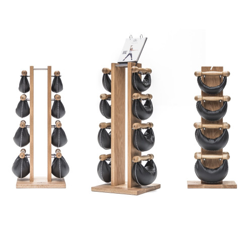 Гантелі з підставкою NOHrD SwingBel Tower Club 2-8 Kg Set Natural Ash Leather