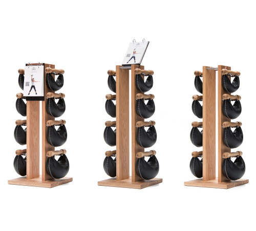 Гантелі з підставкою NOHrD SwingBel Tower Club 2-8 Kg Set Natural Ash Leather