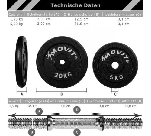 Гантелі розбірні чавунні Movit M81037 2 x 25 кг