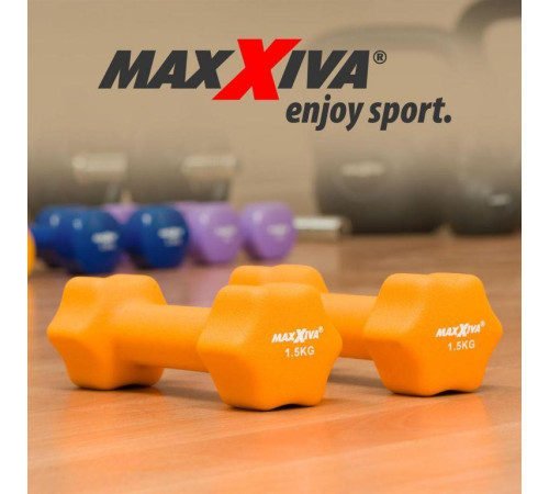 Гантелі Maxxiva D84989 неопренові 2 x 1,5 кг Гантелі Maxxiva D84989 неопренові 2 x 1,5 кг